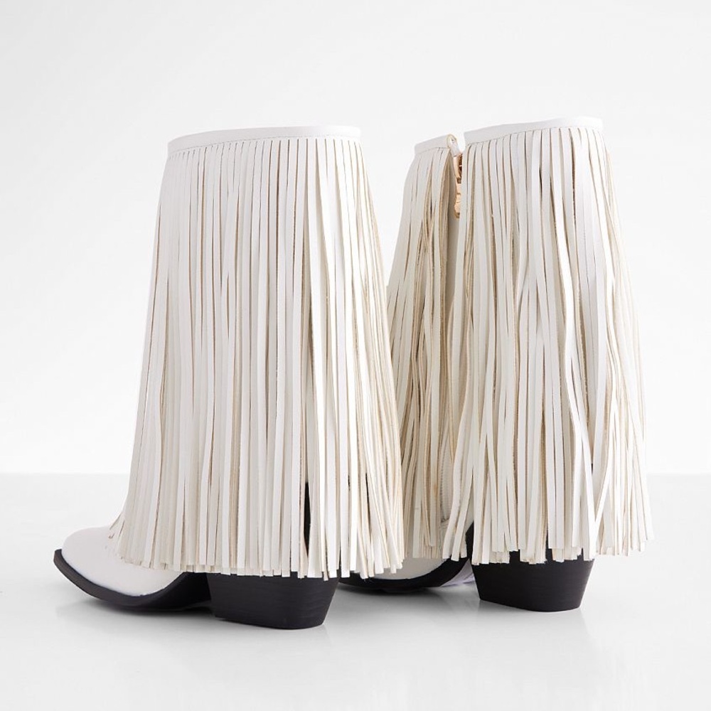 Fringe White Cowboy Boots - Picture 10 of 11